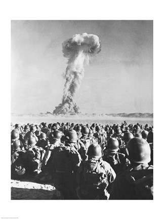 Framed Atomic Bomb Testing in a Desert, Camp Desert Rock, Las Vegas, Nevada, USA Print