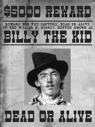 Framed Billy The Kid Wanted Poster Print