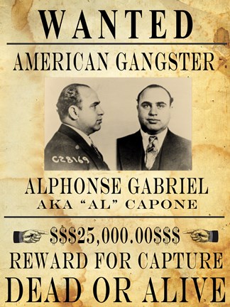 Framed Al Capone Wanted Poster Print