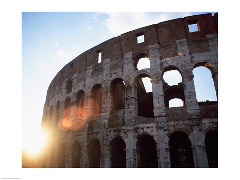 Framed Low angle view of the old ruins of an amphitheater, Colosseum, Rome, Italy Print