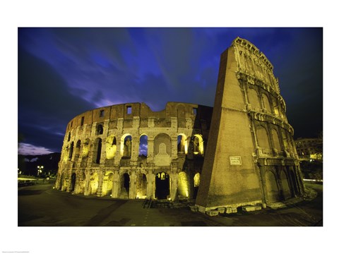 Framed Colosseum lit up at night, Rome, Italy Print