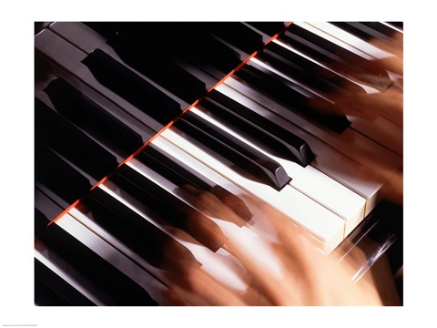 Framed Close-up of a person&#39;s hands playing a piano Print