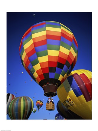 Framed Brightly Colored Hot Air Balloon with Basket Print