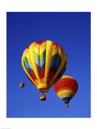 Framed Three Rainbow Hot Air Balloons Print