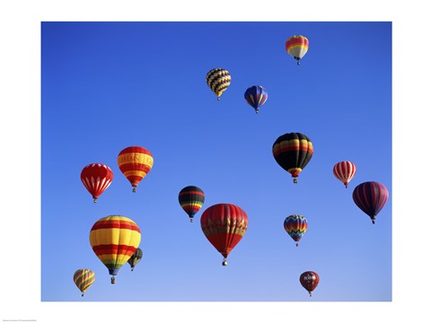 Framed Large Group of Hot Air Balloons Flying Print