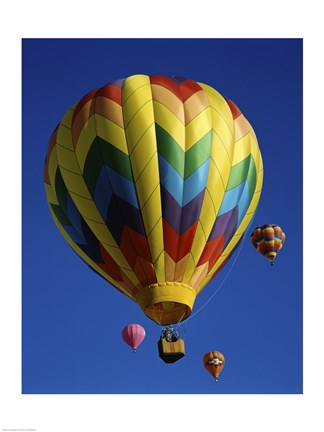 Framed Yellow Rainbow Hot Air Balloon Print