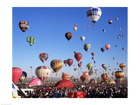 Framed Group of Hot Air Balloons Taking Off Print