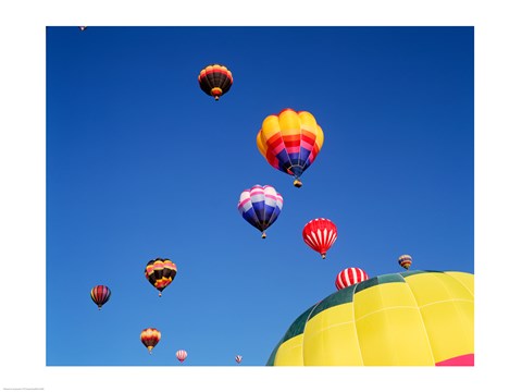 Framed Hot Air Balloons Flying Away in a Group Print