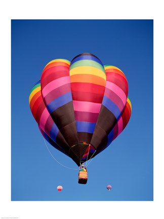 Framed Rainbow Hot Air Balloon Flying Away Print