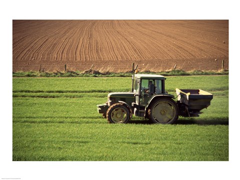 Framed Tractor in a field, Newcastle, Ireland Print