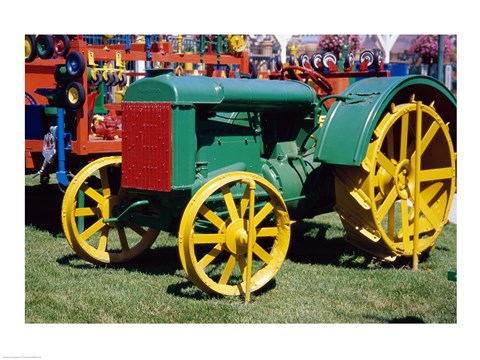 Framed Old fashioned tractor at Farmers Market, San Juan Capistrano, California, USA Print