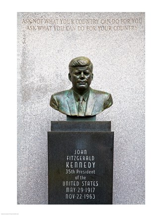 Framed JFK Bust by Evangelos Frudakis at Kennedy Plaza, Boardwalk, Atlantic City, New Jersey, USA Print