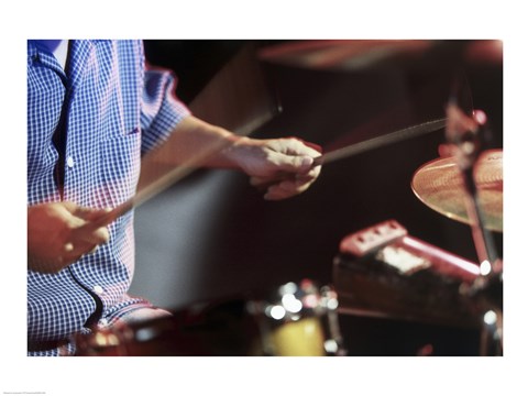 Framed Man playing the drums Print