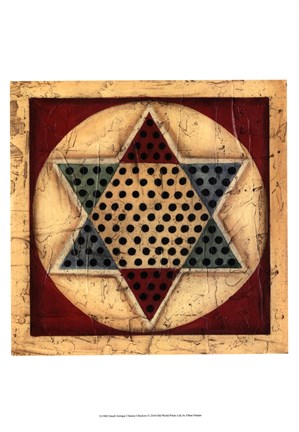 Framed Small Antique Chinese Checkers Print