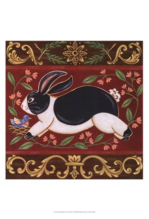 Framed Folk Rabbit I Print