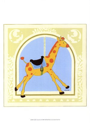 Framed Giraffe Carousel Print