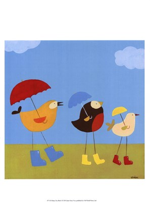 Framed Rainy Day Birds I Print