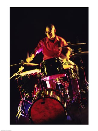 Framed Young man playing the drums Print