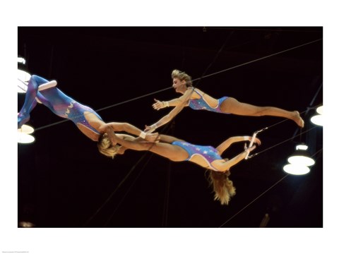 Framed Flying Redpaths Royal Hanneford Circus mid air Print