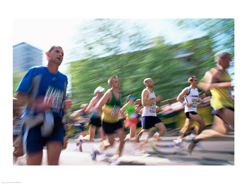 Framed Group of people running in a marathon, London, England Print