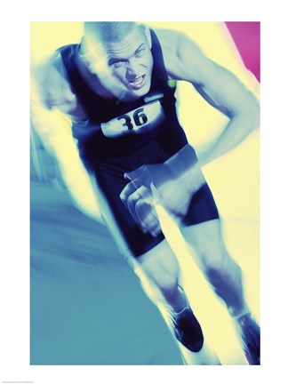 Framed Portrait of a young man running Print