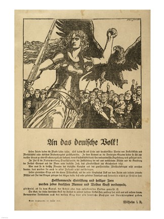 Framed Franz Stassen - WWI - An Das Deutsche Volk Print