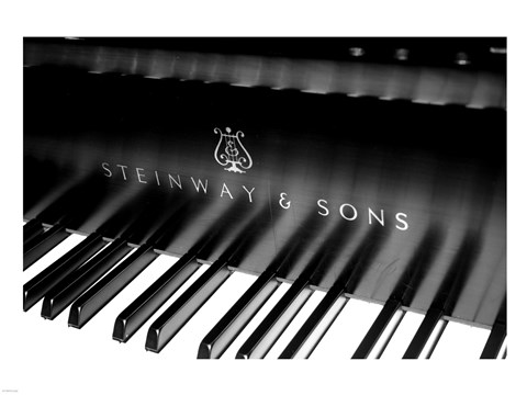 Framed Steinway &amp; Sons, Piano Keys With Modern Logo Print