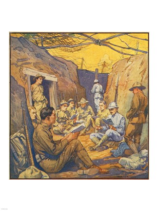 Framed Studying French in the Trenches Print