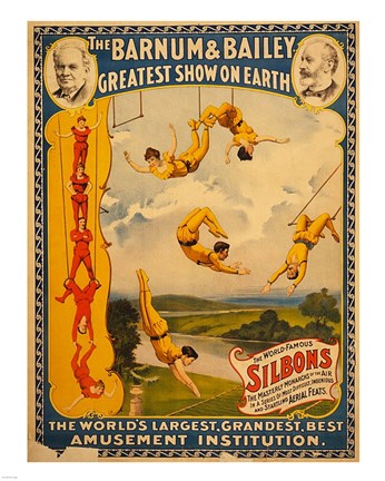 Framed Trapeze Artists, Barnum &amp; Bailey, 1896 Print