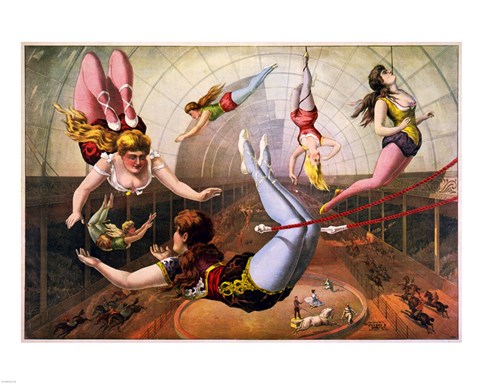 Framed Trapeze Artists in Circus Print