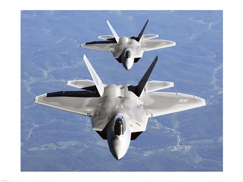 Framed Two F-22A Raptor in Column Flight Print