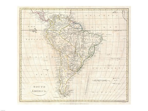 Framed 1799 Far Clement Cruttwell Map of South America Print