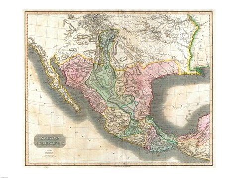 Framed 1814 Thomson Map of Mexico and Texas Print