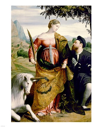 Framed Saint Justina with the Unicorn Print