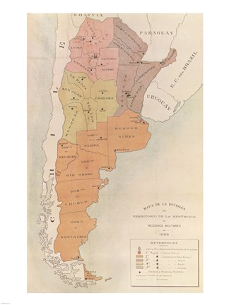 Framed Regiones Militares 1905 Print