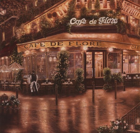 Framed Cafe De Flore Print