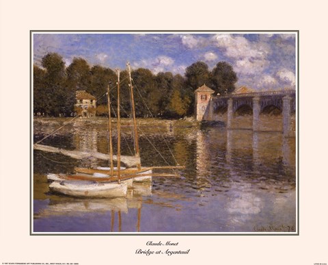 Framed Bridge at Argenteuil, c.1874 Print