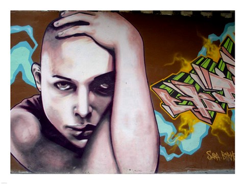 Framed Vitoria Graffiti - person Print