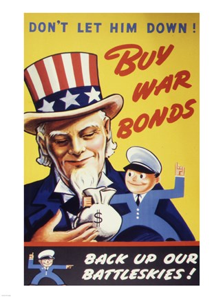 Framed Don&#39;t Let Him Down! Buy War Bonds Print
