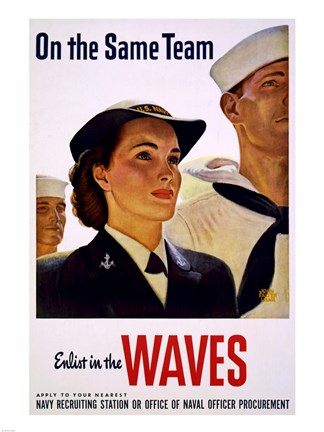 Framed On the Same Team Enlist in the Waves Print