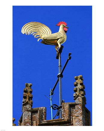 Framed Church Tower Weathervane Print