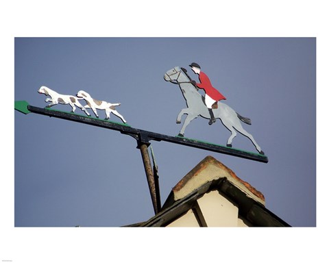 Framed Horse and Rider Weathervane Print