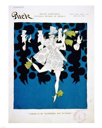 Framed Where is my Boy To-Night Puck Magazine Cover April 7, 1917 Print