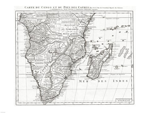 Framed 1730 Covens and Mortier Map of Southern Africa Print