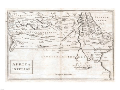 Framed 1730 Toms Map of Central Africa Print