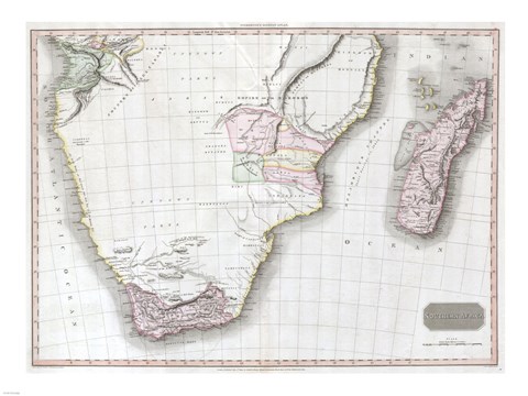 Framed 1809 Pinkerton Map of Southern Africa Print
