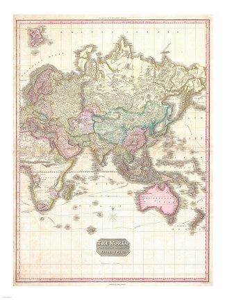 Framed 1818 Pinkerton Map of the Eastern Hemisphere Print