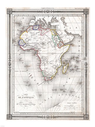 Framed 1852 Bocage Map of Africa Print