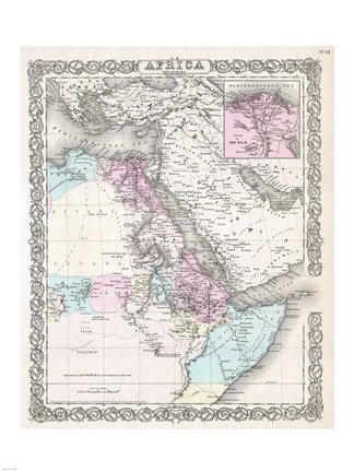 Framed 1855 Colton Map of Northeastern Africa Print