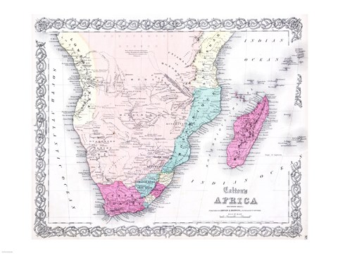 Framed 1855 Colton Map of Southern Africa Print